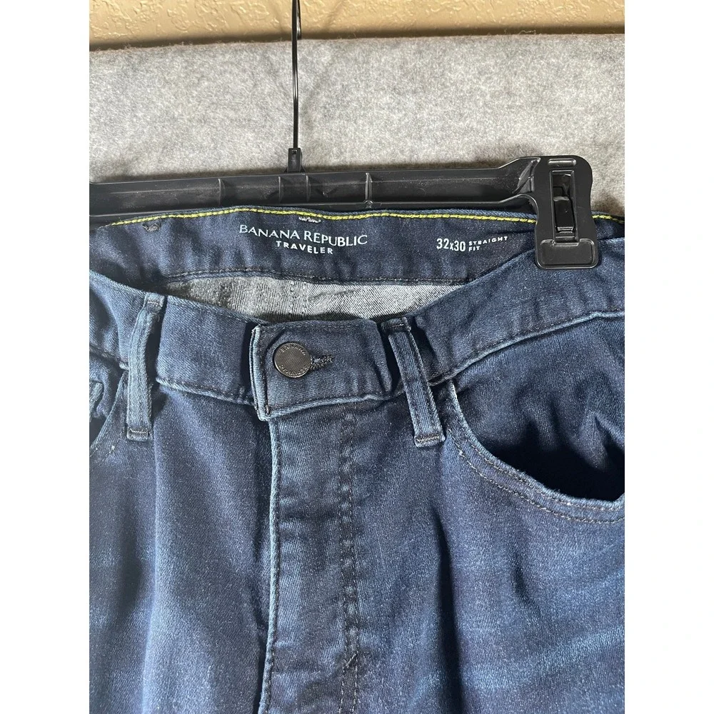 Banana Republic Jeans Mens 32x30 Blue Denim Stretch Travel Dark Wash Athletic‎